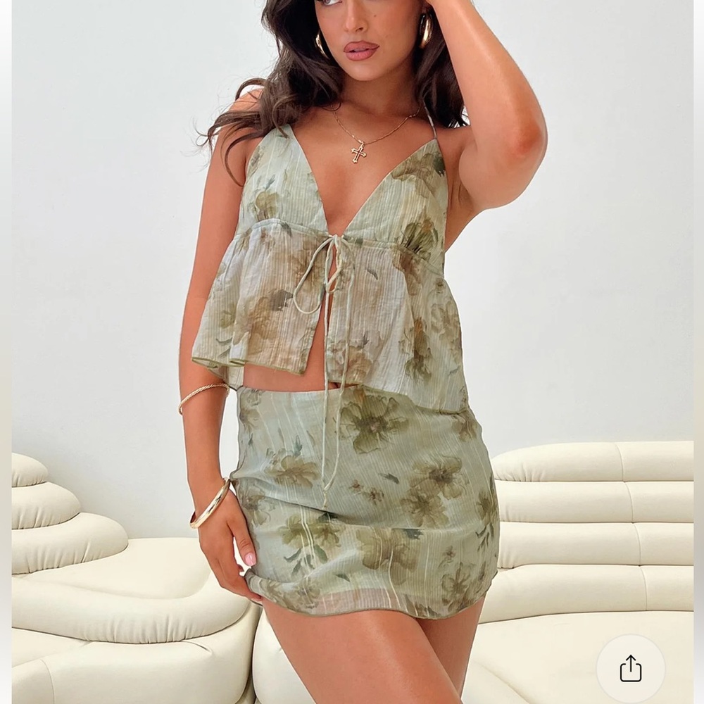 Princess Polly Mauro set Floral Sheer Two-Piece Set